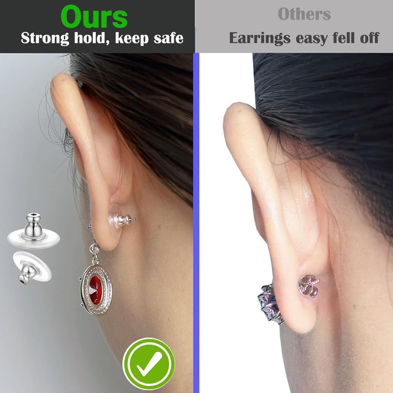 Formulen 6 PCS Big Earring Backs Replacements, 12mm/0.47 Inch Locking Earring Backs for Big Studs/Droopy Heavy Earrings, Hypoallergenic Clear Comfortable for Women & Men - Image 4